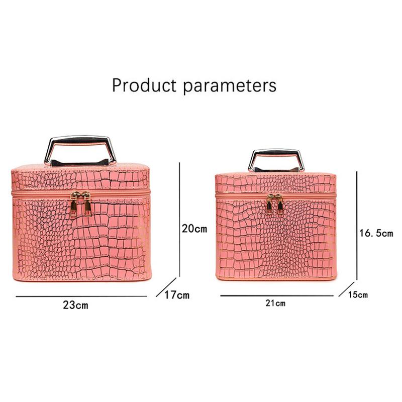 Women Cosmetic Bag Large-capacity With Mirror Portable Female Travel Cosmetic Organizer Bag Hard Shell Four-square Cosmetic Case
