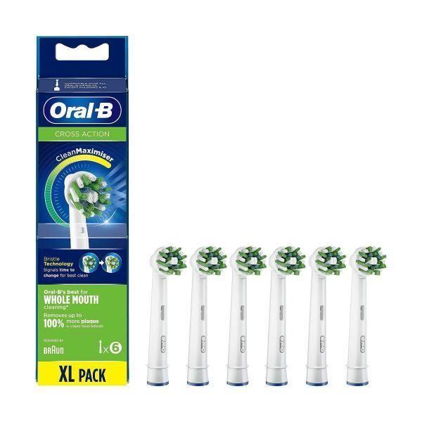 Náhradní hlavice k elektrickému zubnímu kartáčku Oral-B CrossAction Clean, 6 kusů v baleních po 2, technologie Clean Maximizer