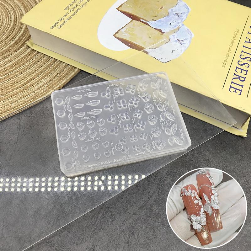3D Silicone Flower Nail Carving Mold Butterfly Stamping Plate Nails Stencils Blossom Nail Template Thin And Washable