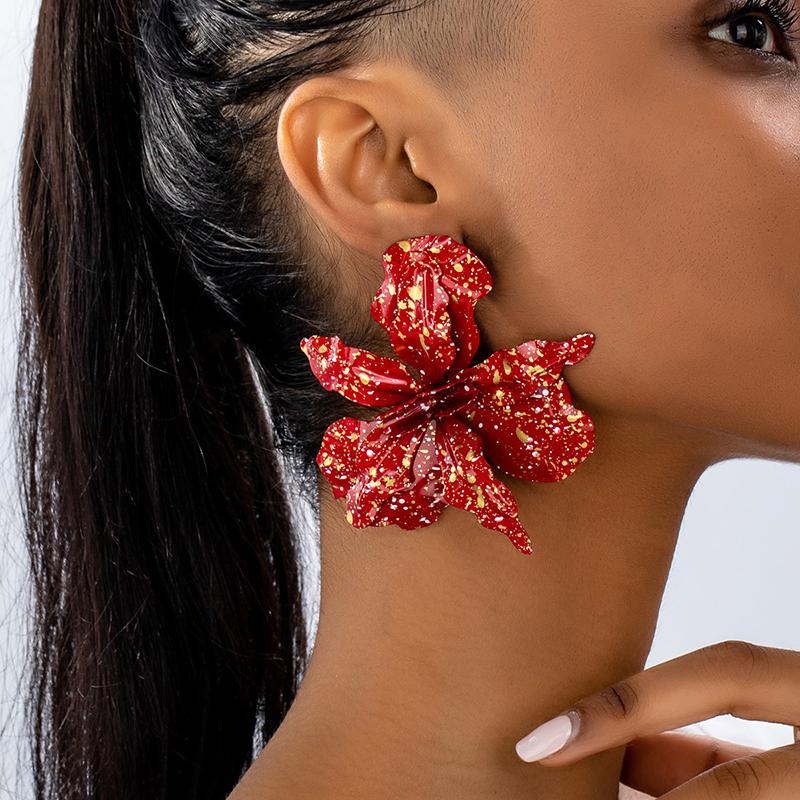 Pleated Irregular Flower Earrings For Women Retro Elegant Fashion Temperament Ear Accessories Fashion Wedding Party Jewelry Gift I