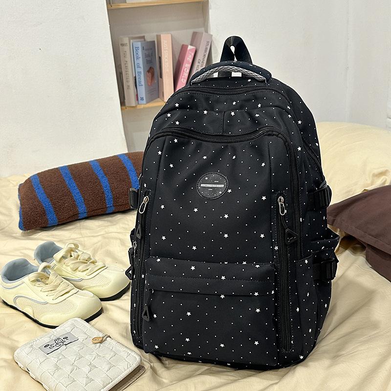 Schoolbag New Japanese Ins Simple Polka Dot Printed Backpack High Value Large Capacity Backpack Junior High School Schoolbag Female