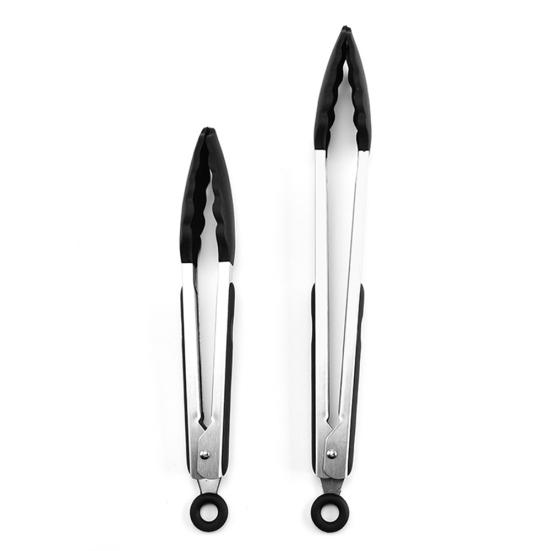 9/12inch Kitchen Tongs Silicone Baking Cooking BBQ Non-stick Bread Salad Clip