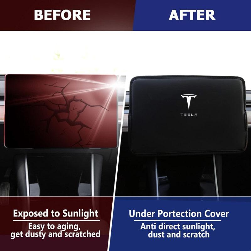 VEMZG1 For Tesla Model 3 Y Juniper Screen Protection Cover Anti-UV Sunshade Center Console Navigation Display Dust Case Car Accessories