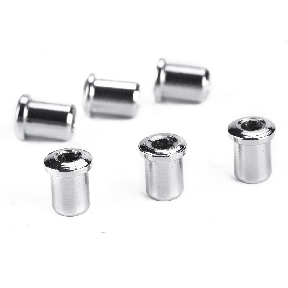 6Pcs Through Body String Mounting Ferrules Replacement For Electric Guitar Bass (Silver)
