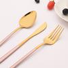 16Pcs Western Black Gold Dinnerware Set Stainless Steel Tableware Flatware Cutlery Set Dinner Knife Fork Spoon Silverware