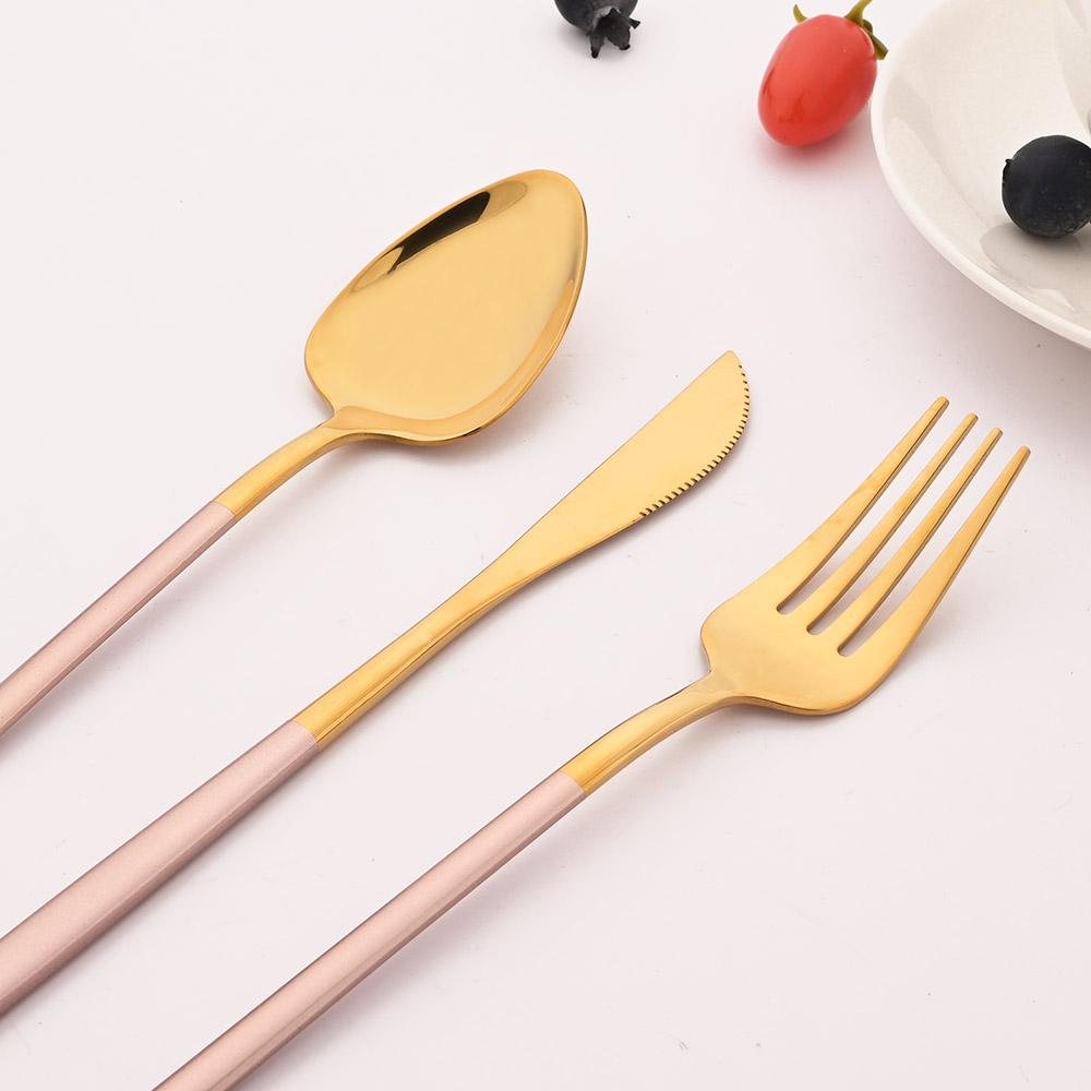 16Pcs Western Black Gold Dinnerware Set Stainless Steel Tableware Flatware Cutlery Set Dinner Knife Fork Spoon Silverware