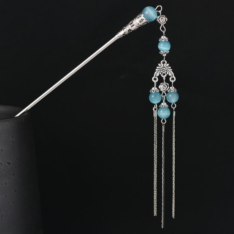 Handmade original design antique fringed hairpin long step hairpin hairpin hairpin head jewelry female