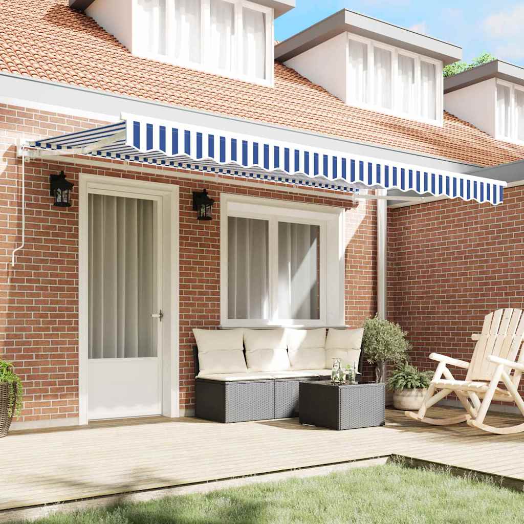 Replacement Canopy Fabric Blue and White 4 x 2 m Polyester