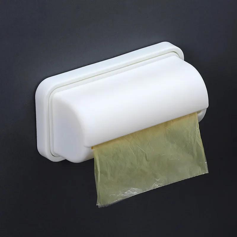 

Мешок для мусора, ящик для хранения, настенный держатель для мешков для мусора, простой извлекаемый мешок для мусора, диспенсер, кухонный органайзер для туалета, чехол S белый