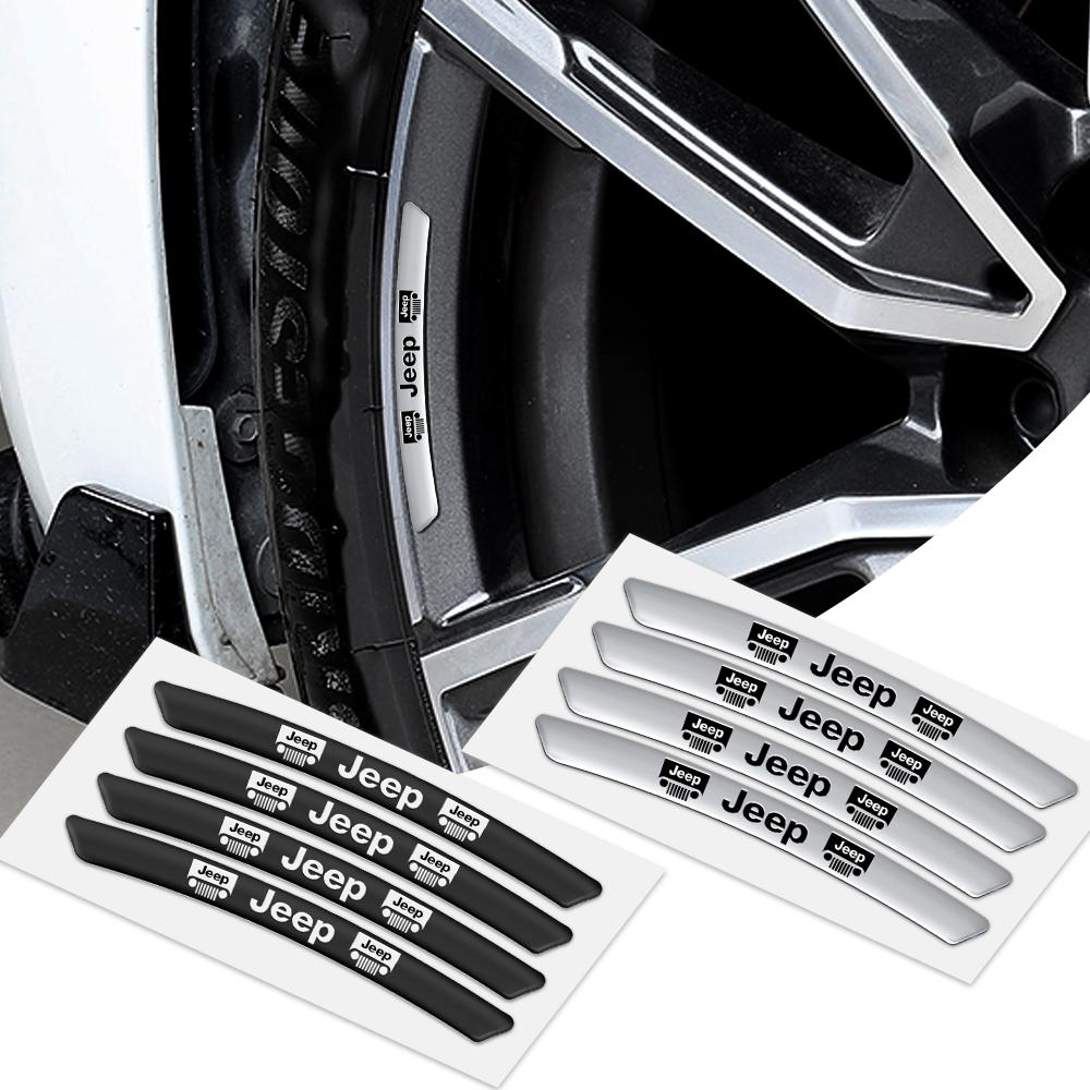 4pcs Car Emblem Wheel Hub Stickers Tire Rim Badge Decal Decoration Accessories For JEEP Grand Cherokee Renegade Compass Wrangler AJP1