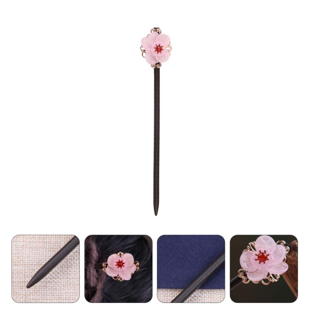 FRCOLOR Wooden Hairpin, Floral Pattern, Single Hairpin, Japanese Style Accessory, Hair Clip, Hair Ornament for Coming-of-Age Ceremony, Kimono,