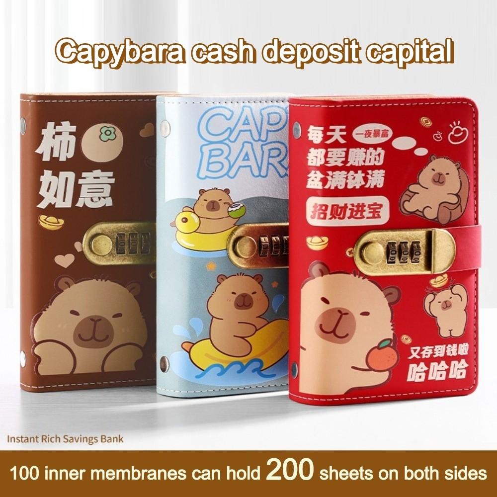 Lockable Design 100 Envelopes Money Saving Challenge Capybara Savings Binder  for Children