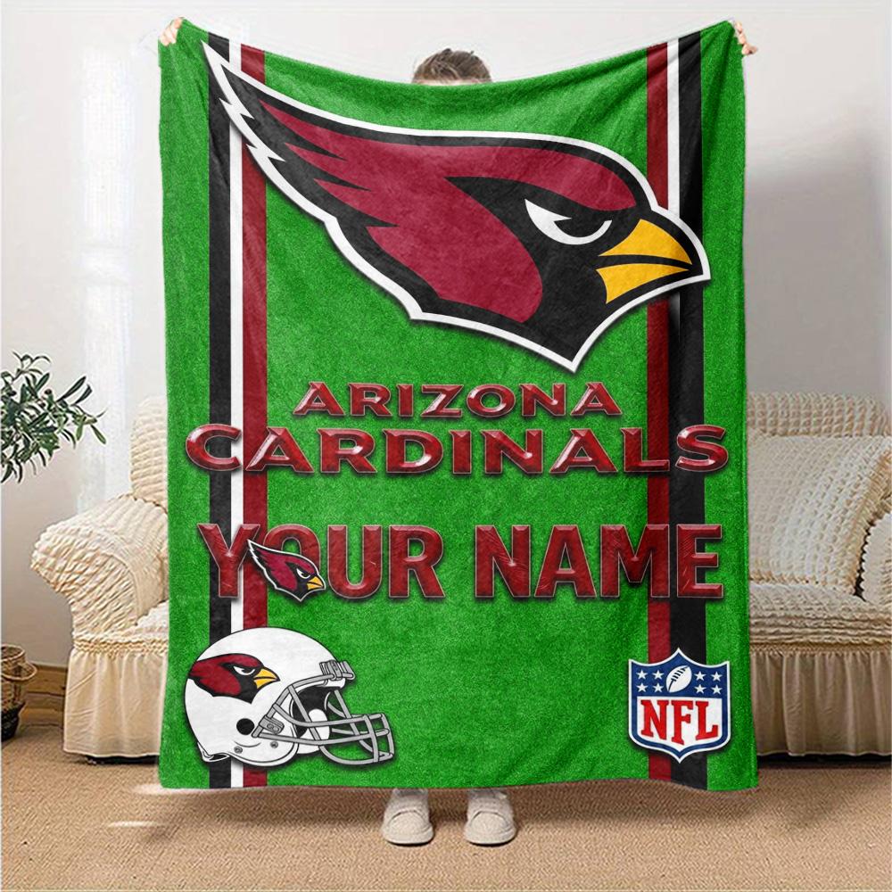 Name Custom Arizona Cardinals Print Flannel Blanket High Quality Warm Comfortable Cover for All Seasons Perfect for Gifts Home Decor