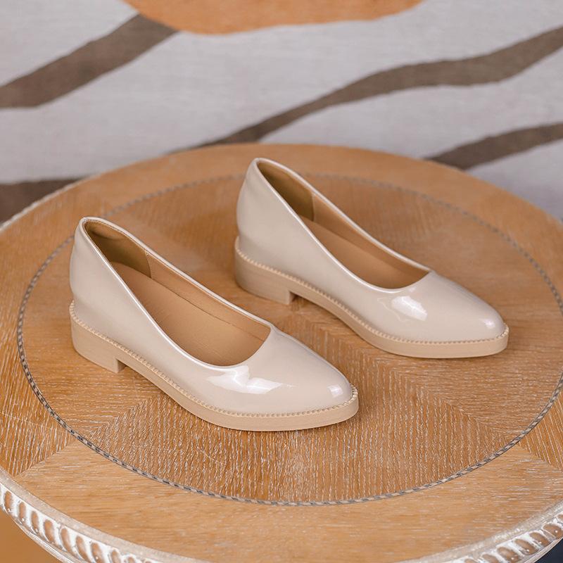 

Маленькие кожаные туфли с внутренней высотой, увеличивающей рост, женские туфли, рабочие туфли, весенне-осенние остроносые туфли 39 телесный