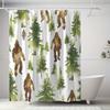 1pc Orangutan & Pine Tree Shower Curtain - Polyester, 71x71", 12 Hooks, Machine Washable, Modern Bathroom Decor