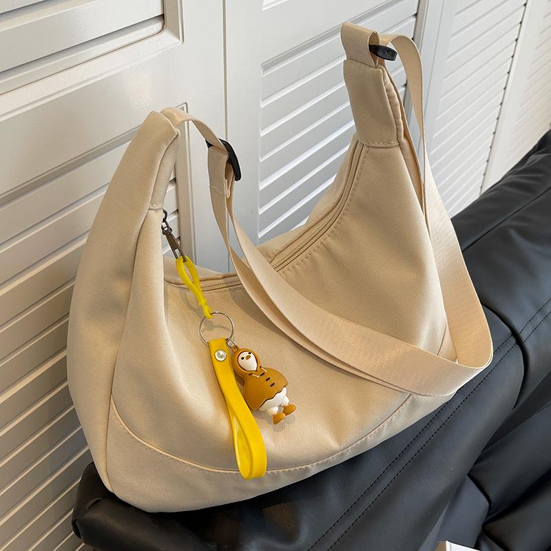 Canvas bag women's summer 2024 new fashion broadband shoulder messenger bag texture niche ins high-end big bag