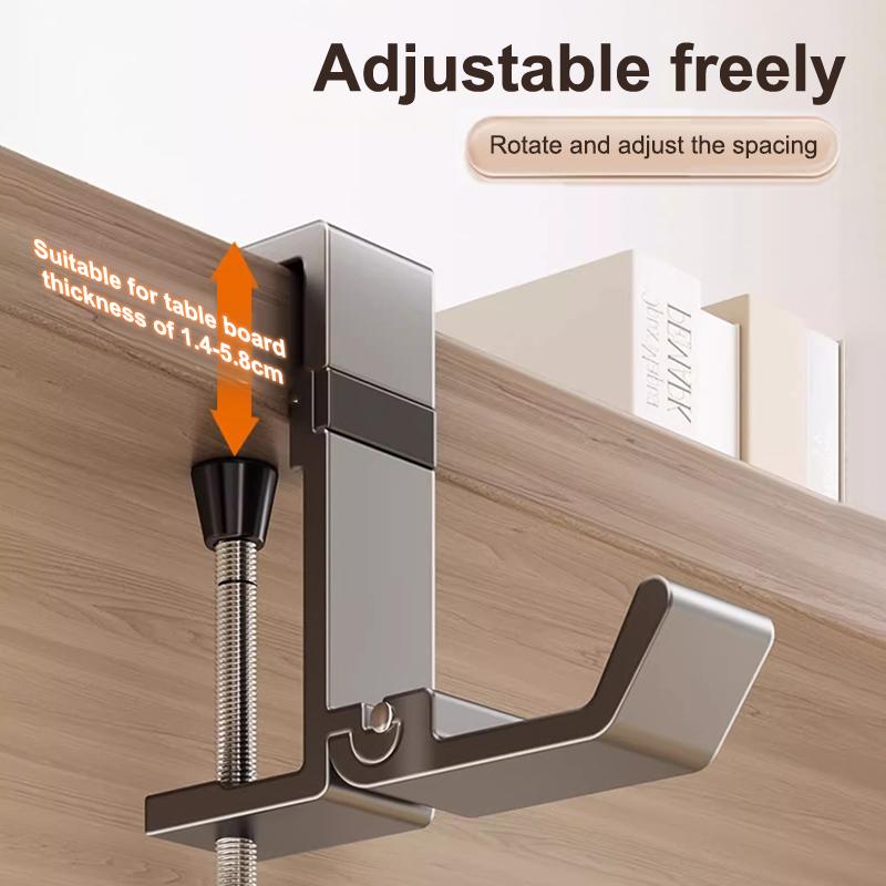 Schreibtisch-Taschenhaken - Taschenaufhänger für Tisch mit verstellbarer Klemme am Arm - Aluminium-Schreibtisch-Handtaschenhalter - Klemmenhaken für Geldbörse
