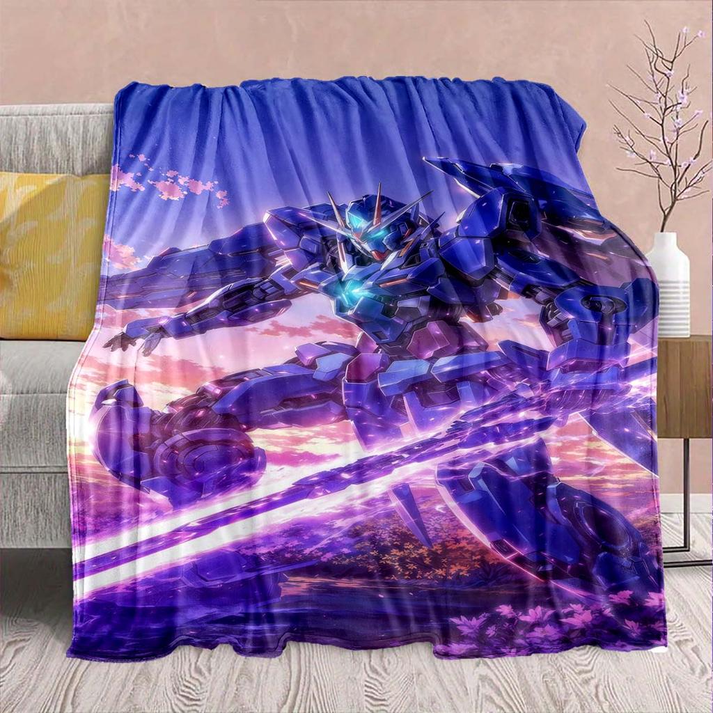 Gundam Anime Flannel Blanket - Soft Warm Perfect for Sofa, Bedding Camping Travel Office Home Decor -QJY