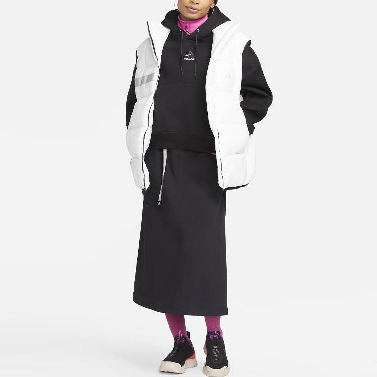 Nike Logo Print Drawstring Hoodie With Long Sleeves Women Tops Charcoal-Gray DQ5807-045