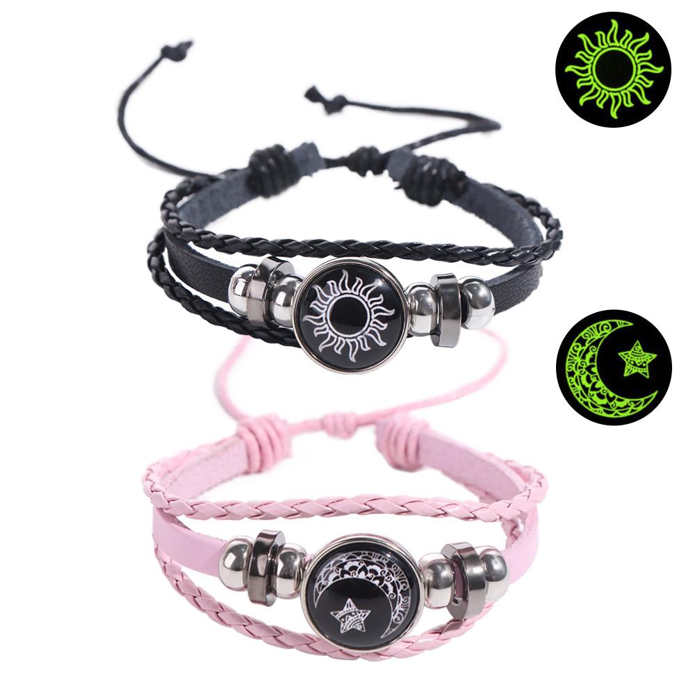 Luminous Leather Bracelet Three-layer Knitted Hand Chain Unique Couple Bracelet  Gift