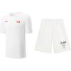 Li Ning Minimalist Printed Versatile Comfortable Round Neck Pullover Short Sleeve T-Shirt Casual Sports Set Unisex Tops White AHSVE27-2+AKST593-7