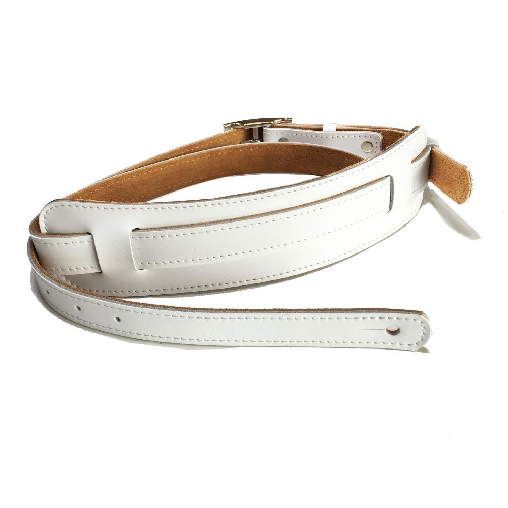 

Leather Electric Guitar Strap Solid Color with Shoulder Pad Guitar Crossbody Strap Adjustable Guitar Accessories білий