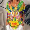 T-shirts Pour Femmes Été 2024 T-shirt Hippie Pour Femmes Top à Paillettes Mode Manches Courtes Hauts Imprimés Grande Taille T-shirts Amples Chemise