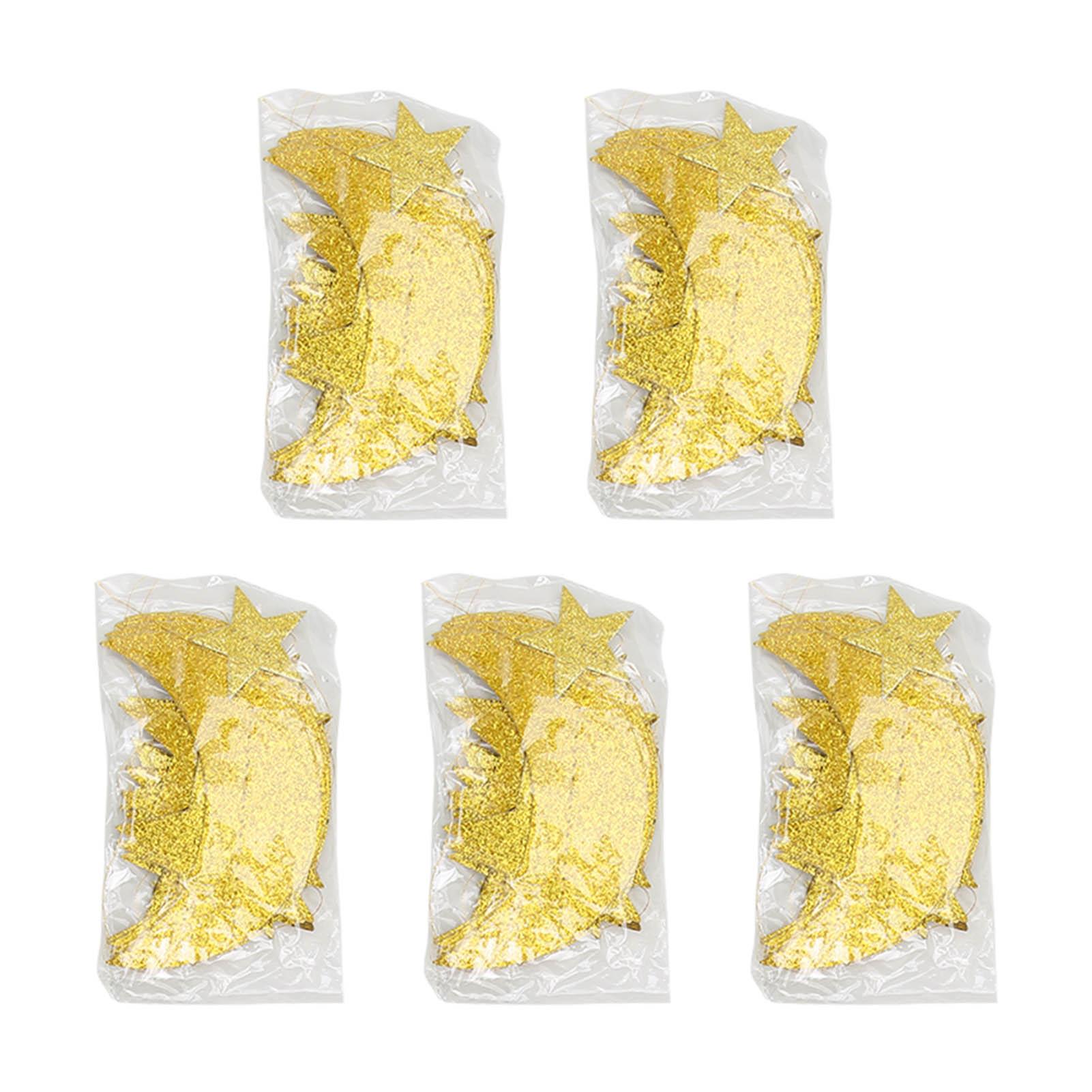 

5 шт. Гирлянда Звезда Луна Яркий Золотой Цвет Изысканная Прочная Широко Используемая Гирлянда Рамадан для Стены