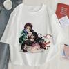 Demon Slayer Print T shirt Women Harajuku Aesthetic White Tops Tee Tshirt Japan Anime Ullzang Female TShirt summer black t-shirt