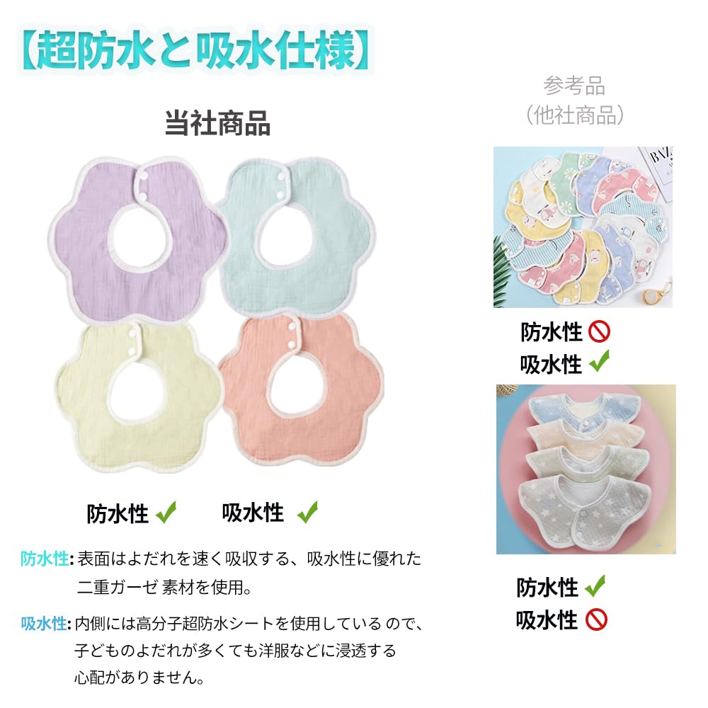 MIPOHAM Waterproof Gauze Bib Set for Baby Girls and 3D Solid Soft Cotton Bib Stylish Gift Boys, Color, Breathable, Absorbent, Set, (Yellow)