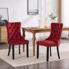 Classic Velvet Dining Chairs, High-end Tufted Solid Wood Contemporary Velvet Upholstered Dining Chair with Wood Legs, Set of 2, Wine