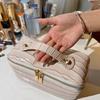 PU Leather Makeup Bag Simple Cosmetic Bag with Handle Makeup Organizer Bag Waterproof Skincare Holder Bag Makeup Storage Bag