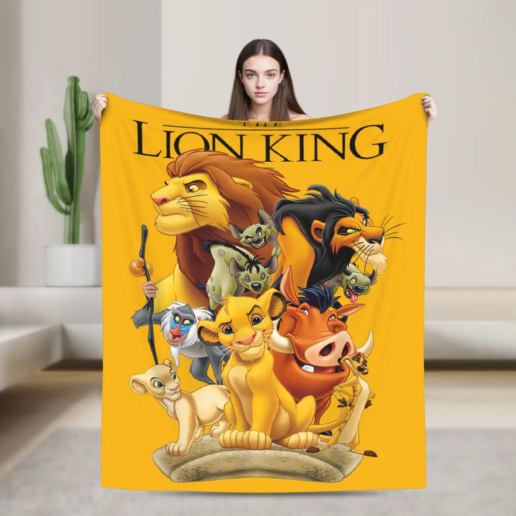 Simba Le Roi Lion Housse de Couverture Anime Couvertures Jetées en Flanelle Literie Canapé Portable Doux Chaud Couvre-lits