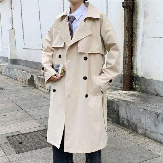 Abrigo de Invierno para Hombre Doble Botonadura Mangas Largas Solapa Color Sólido Botones Mantente a la Moda Holgado Ropa de Abrigo Longitud Media Gabardina para Hombre para la Calle