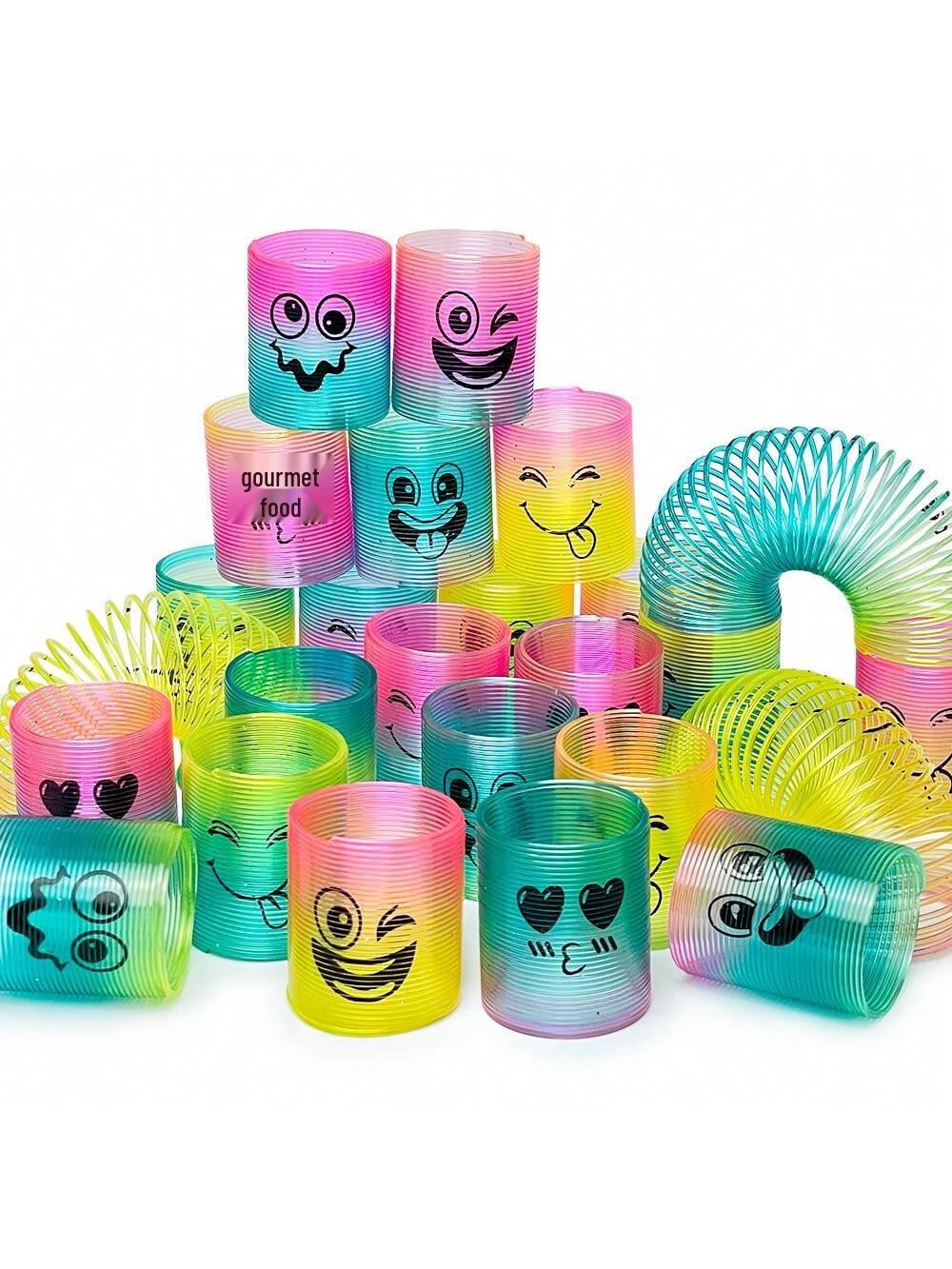 

Мини Кольца-пирамидки с улыбающимися рожицами «Радуга» - 3,2x3,5 см Эластичная резинка Ностальгическая игрушка