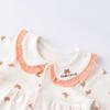 Babykoi Baby Clothes Long Sleeve Romper Spring Autumn Newborn Coveralls Front Open Collar Baby Girl Preparing for Maternity Gift Bow Pattern Orange 6M