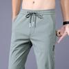 Summer new sweatpants men's straight loose elastic non-iron casual pants men's trendy elastic pants