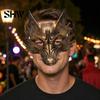 Langlebige leichte Karneval-Requisiten Schwarze Goldene Wolf Halloween-Maske, 3D PU-Schaum Mardi-Gras-Party Einzigartige Festival-Masken für Cosplay-Requisiten, Maskenball