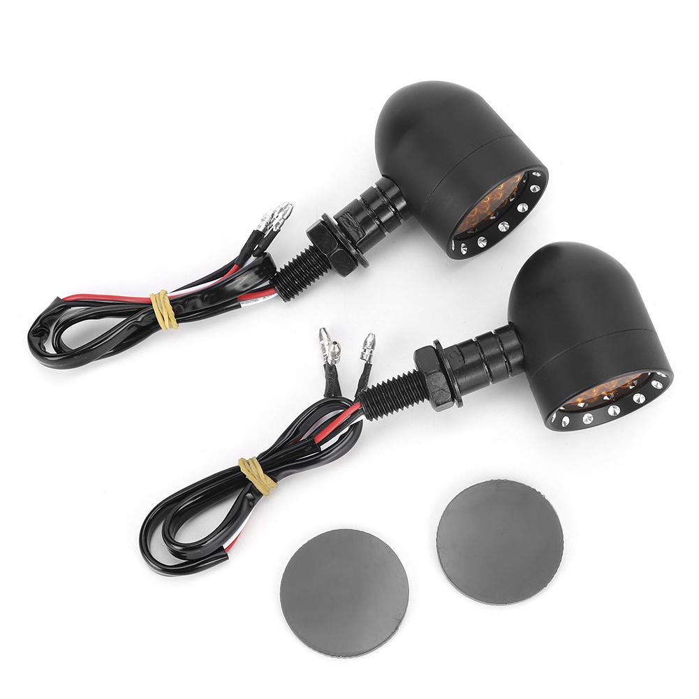 Vintage Black Motorcycle LED Turn Light Indicator Lamp Accessory Fits for Yamaha