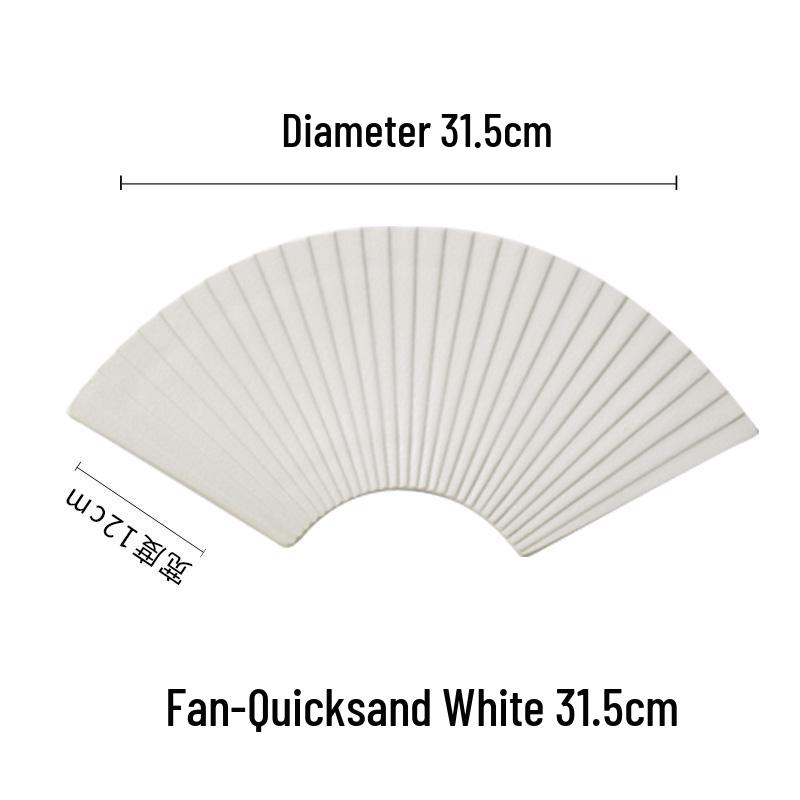 Fan-Shaped Striped Japanese Tableware: Irregular Sushi & Dessert Plate for Home or Hotel.