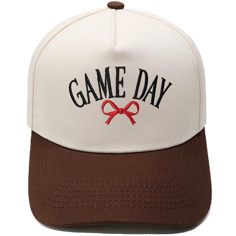 GAME DAY Bow Embroidery Color Matching Truck Hat Race Day Ladies Support Shade Dad Hat