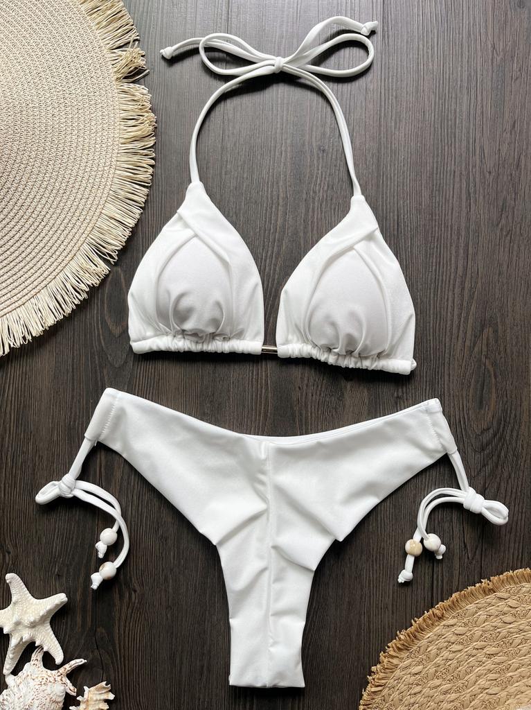 1011 European and American New Bikini, Solid Color Swimsuit, Beach Sexy Women's Swimsuit