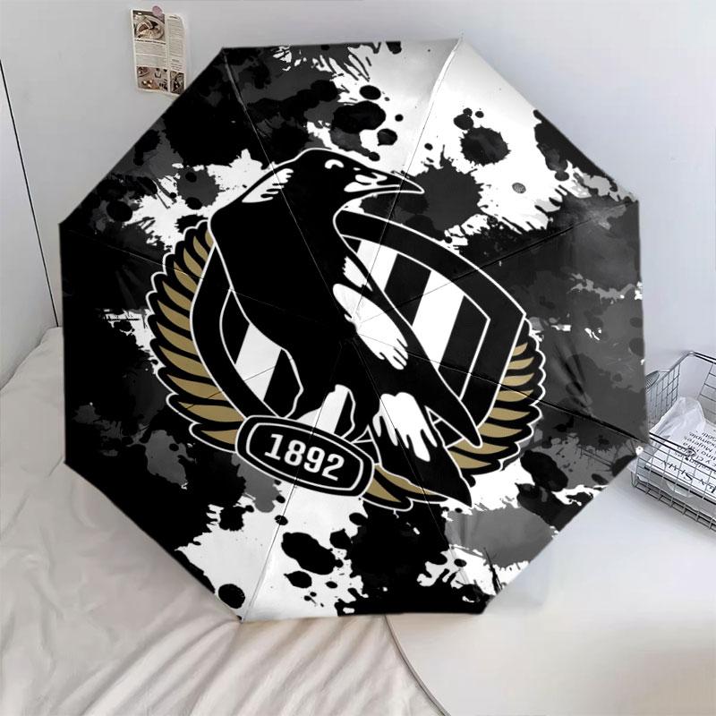 1 PC Automatic Folding Umbrella - Collingwood Football Club Pattern, Portable & Foldable Design with 8 Ribs, Christmas Birthday Gifts