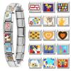 Vintage Checkered Cats Rocket Heart Flowers Camel Italian Charm Links Fit 9mm Stainless Steel Bracelet Jewelry DIY Making Gifts