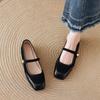 Fashion With Heel Elegant Party Women's Flat Shoes Leather Casual Square Toe French Style Spring Young Beau Today Chic Ladies Footwear