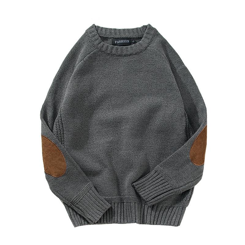 Men Oversized Knitted Sweater Fashion Patch Designs Pullover Sweater Harajuku Streetwear Thick O Neck Wool Causal Pullovers