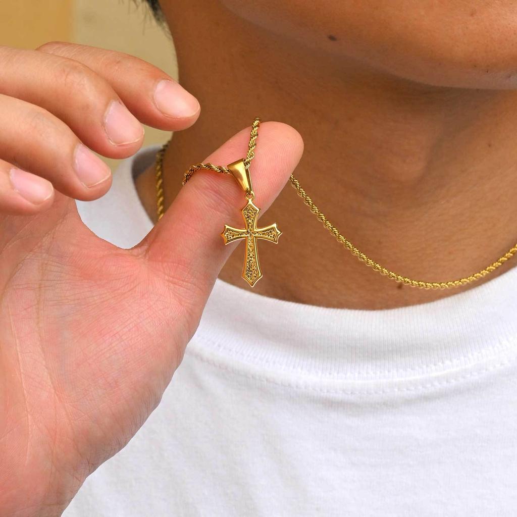 Personalized Men'S Simple Stainless Steel Cross Pendant Steel Necklace, Quanxi Water Pn-2012