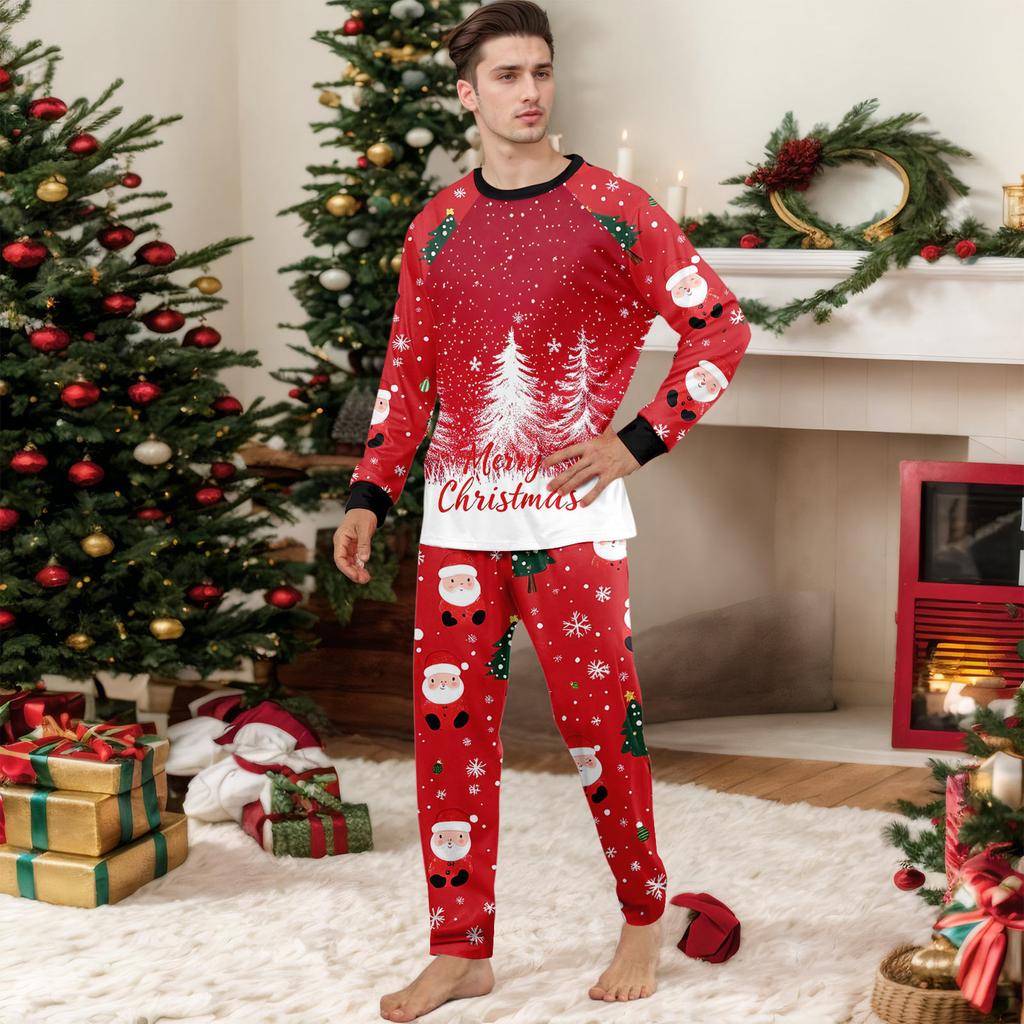 Christmas Print Cute Family Set Pajamas, Home Clothes, Family Set Long Sleeve Top Pants Set