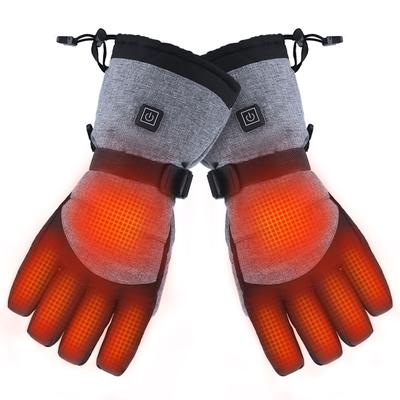 1 Pair Heated Gloves USB Rechargeable Electric 3 Heating Settings Waterproof Winter Thermal Mittens for Skiing Cycling Fishing