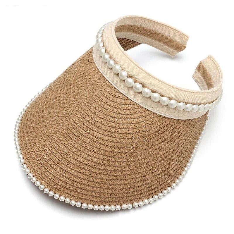 Fashion Women Empty Top Sun Hat Ladies Summer Outdoor Beach UV Protection Big Brim Hats Female Handmade Straw Sun Visor Caps